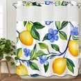 thumbnail image 3 of Yellow Lemon No Hook Shower Curtain Waterproof,Bathroom Curtains with Snap in Liners and See Through Top Window,Blue Flower Botanical Blossom Motif Spring Hotel Bathtub Curtains Shower 66"Wx72"L, 3 of 8