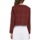 thumbnail image 3 of BLAZER CORTO DE TWEED SIN COLLAR Y CON BOTONES PARA MUJERES CHIC A CUADROS 2XL ROJO, 3 of 4