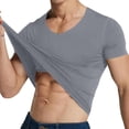thumbnail image 2 of Taqqpue Men’s V Neck Shirts Casual Solid Color Short Sleeve Gym Athletic T Shirt Fashion Loose Fit Cotton Blouse Workout Bodybuilding Tee Top, 2 of 7