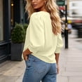 thumbnail image 4 of ClodeEU Women's Round Neck Puff 3/4 Sleeve Blouse,Casual Loose Tunic Top Beige,Women's Plus L, 4 of 5