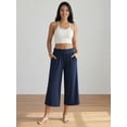 thumbnail image 4 of SWQZVT Women's Wide Leg Palazzo Lounge Capri Pants with Pockets High Waist Cropped Yoga Casual Pajama Pants, 4 of 6