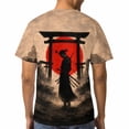 thumbnail image 5 of LAOLIUSN Men’s All Over Print Graphic T-Shirt, Japanese Samurai Ronin Katana Rising Sun Torii Dragon Sakura 3D Printed Streetwear Tee, Short Sleeve Crewneck, S-4XL, 5 of 7