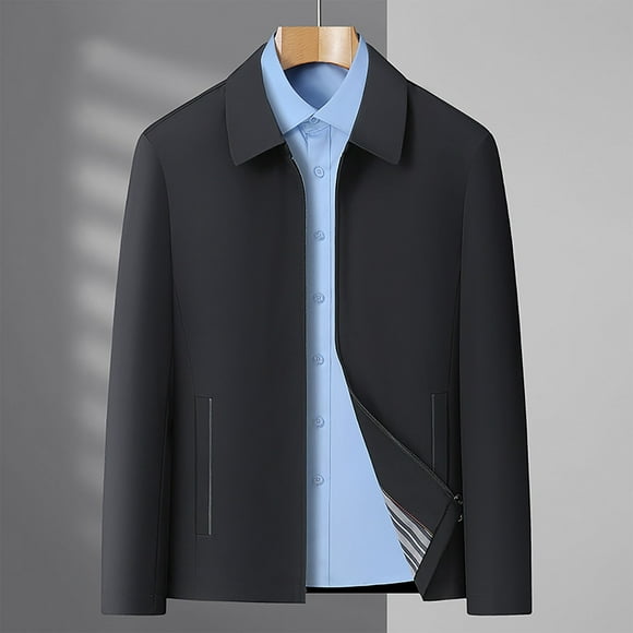 Xysaqa Men's Golf Jackets Classic Mens Full-Zip Lightweight Jacket Casual Long Sleeve Windbreaker Spring Fall Jacket for Men Black