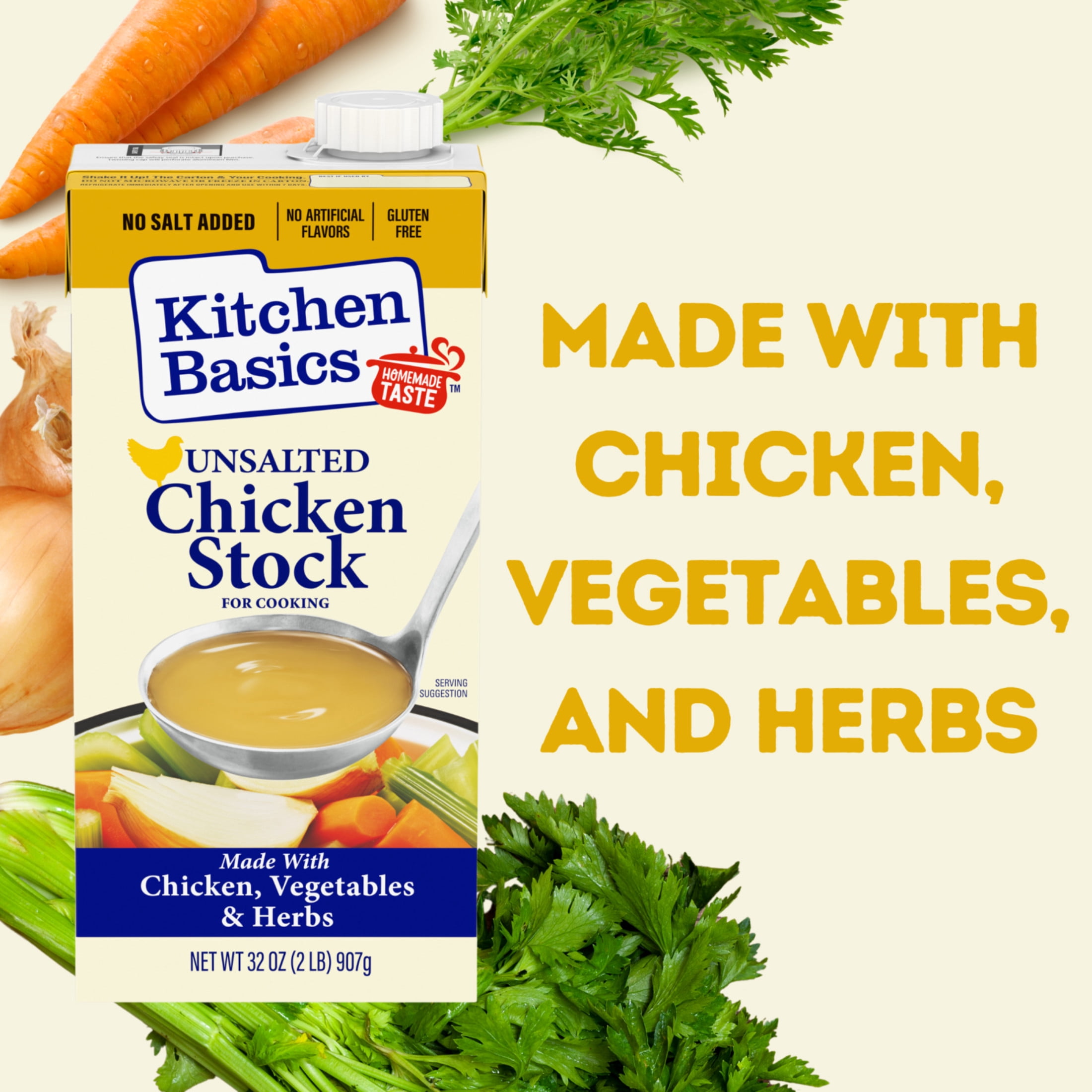 (6 pack) Kitchen Basics Unsalted Chicken Stock, 32 oz Carton