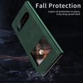 thumbnail image 3 of MonsDirect for 7.6 inch Samsung Galaxy Z Fold 3 5G 2021 Case, Nappa Leather with Flip Folding Magnetic Face Cover, Window Design with Hidden Kickstand Full Protective Case for Galaxy 3, Nappa Green, 3 of 7
