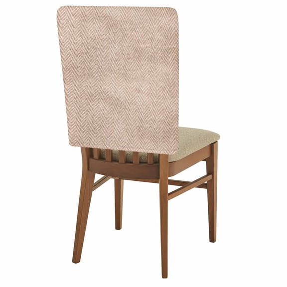 1 Pack Beige Herringbone Chair Back Covers Modern Minimalist Woven Textured Stretchable Removable Chair Slipcovers Washable Seat Covers for Dining Room Kitchen Restaurant 19 x 18 Inch