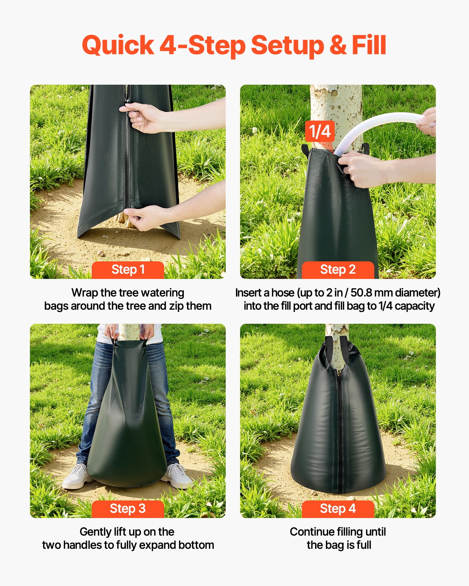 VEVOR 20 Gallon Tree Watering Bags, 25 Pack 3-4 Hours Slow Release Gator Bags for Trees, Heavy Duty PE Tree Drip Irrigation Bag with Zipper, Durable & Reusable Deep Root Shrub Watering Bag