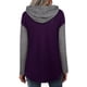 thumbnail image 2 of Top de mujer de manga larga con estampado a cuadros, blusa con capucha empalmada para traje de otoño e invierno, morado S, 2 of 6