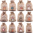 thumbnail image 2 of 10/1 piezas de bolsas de lino con cordón para Navidad, bolsas para envolver dulces y refrigerios para niños, bolsas de arpillera para guardar pulseras y joyas, bolsas para decoración navideña, 2 of 5