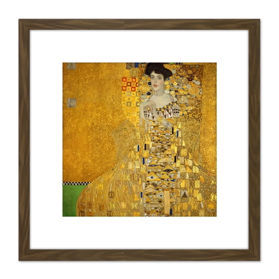 Gustav Klimt Portrait Of Adele Bloch Bauer 8X8 Inch Square Wooden Framed Wall Art Print Picture with Mount