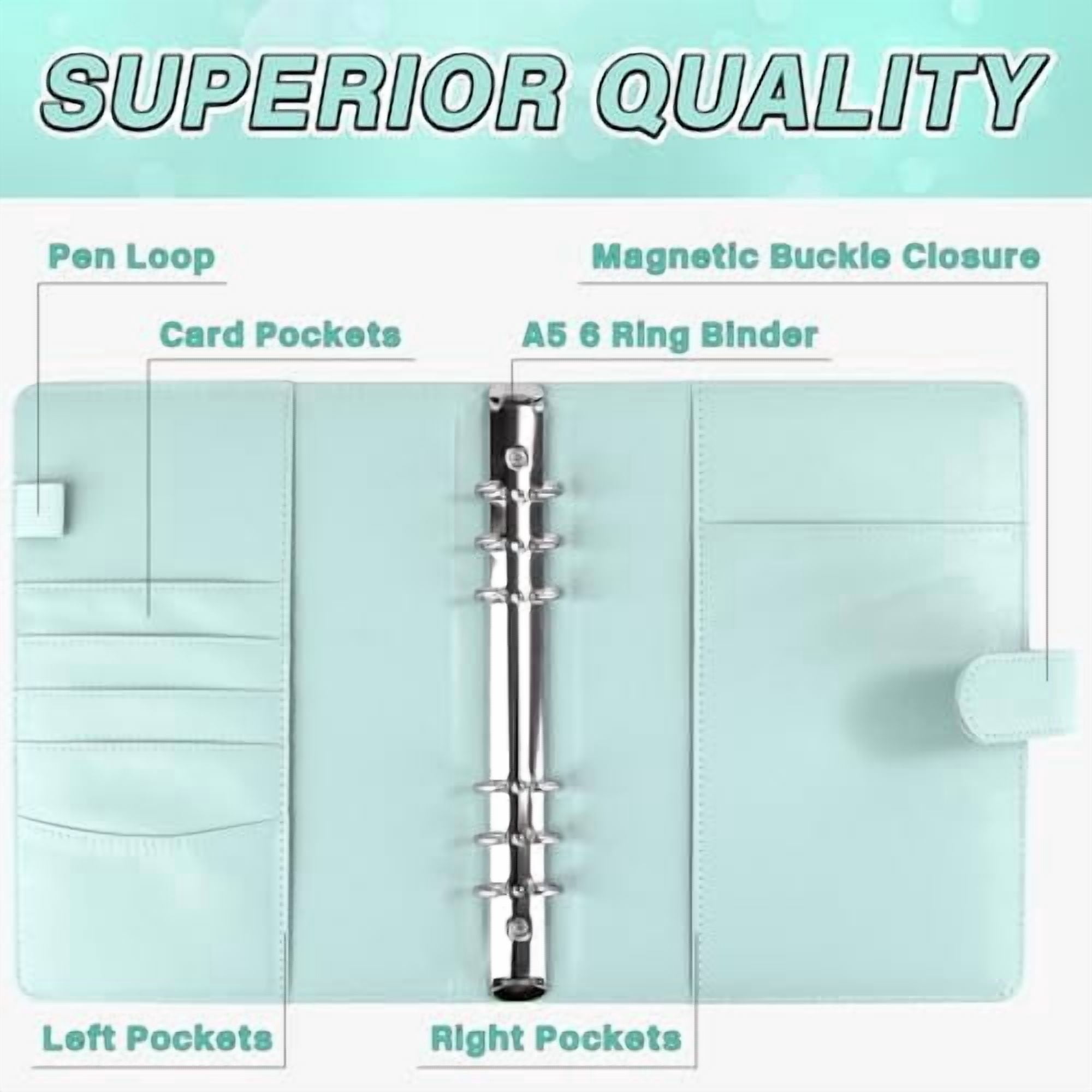 A5 Kpop Photocard Binder, 6 Ring Binder Album with 200 Card Slots, PU Leather Binder Cover with Magnetic Buckle Closure for Organizing Trading Cards - Blue