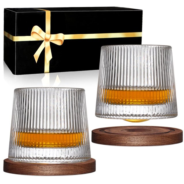 Set de vasos para whisky BOLESTA, vaso giratorio, cristal, 160 ml