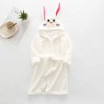 thumbnail image 3 of Toddler Robe Boys Girls Hooded Flannel Bathrobe Long Sleeve Soft Fleece Plush Robes Cute Animal Pajamas Sleepwear, Beige, 7 Years, 3 of 3