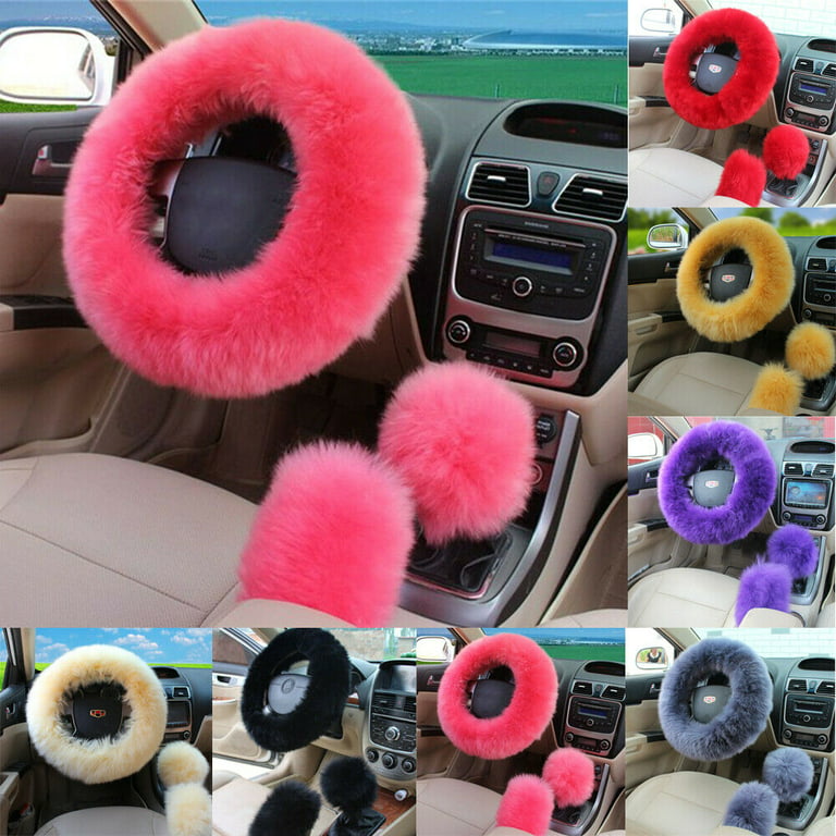 Worparsen Steering Wheel Cover, Anti-Slip,Comforting and Luxurious, Fluffy  Steering Wheel Covers Gear, Fuzz Warm Car Decoration, Universal Auto Plush