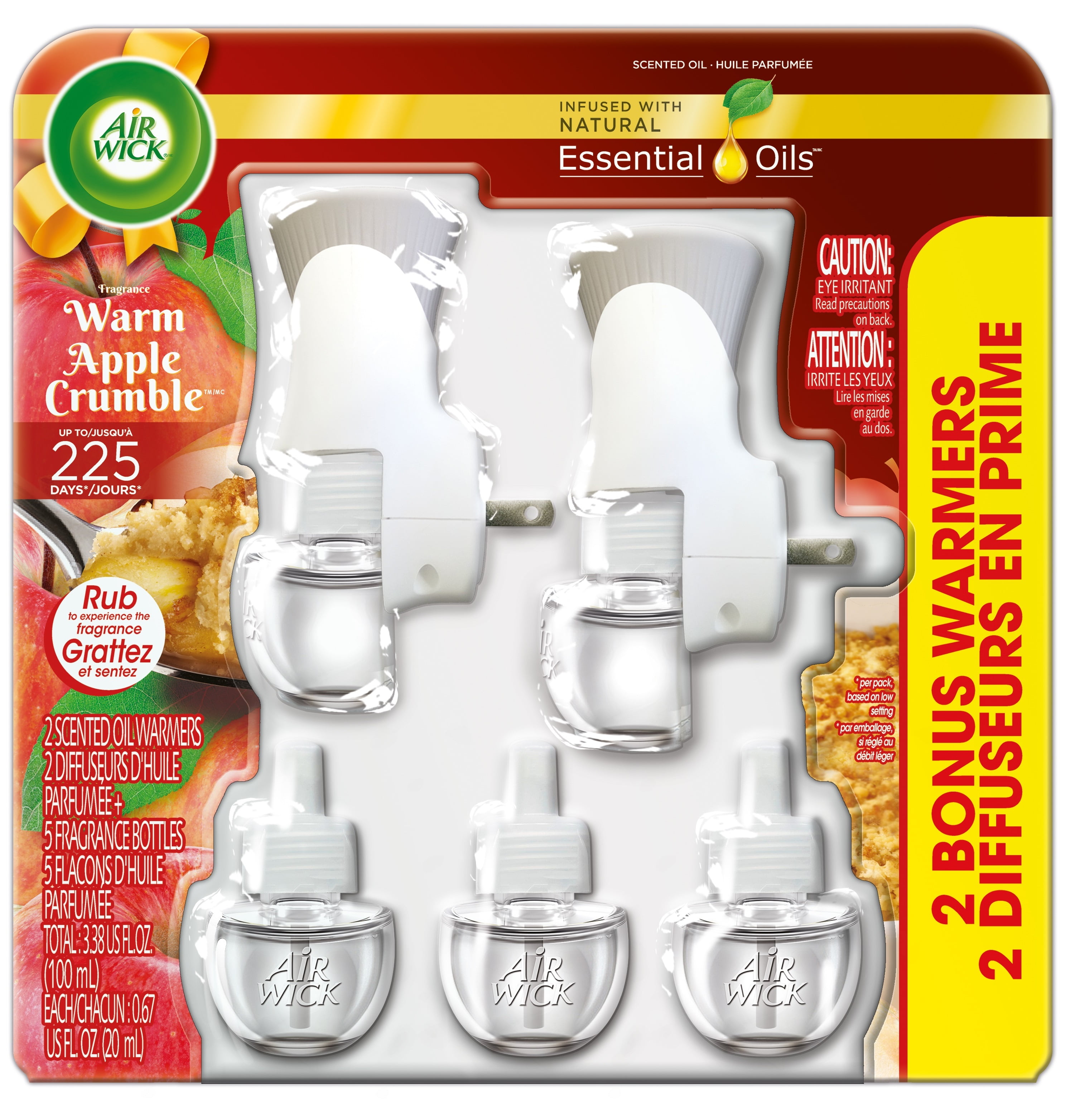 Air Wick Holiday Scented Oil Kit (2 Warmers + 5 Refills), Warm Apple