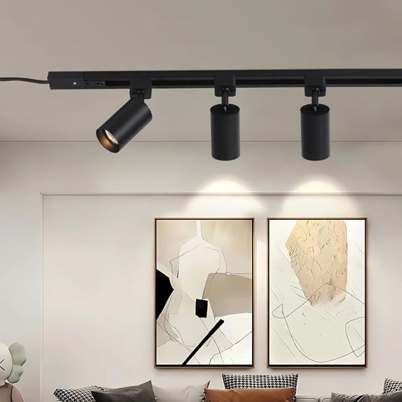 Plug in Track Lighting with Power Cord, 5-Light LED Track Lighting Kit with 39in Rail, Modern Kitchen GU10 Track Lighting Fixtures Plug in Ceiling Light with 13FT Plug Cord, Black (No Bulbs)$$