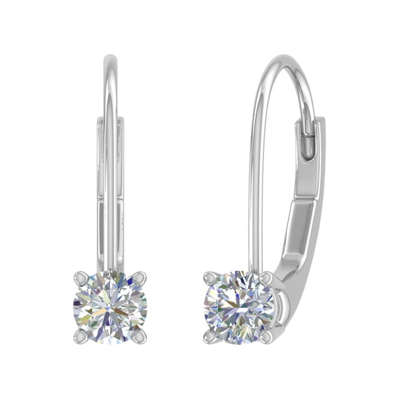 1/3 Carat Diamond Leverback Drop Earrings in 10K White Gold
