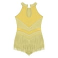 thumbnail image 5 of LiiYii Kids Girls Ballet Dance Latin Jazz Fringed Dress Sheer Mesh Keyhole Back Tassel Leotard Glittery Bodysuit Yellow 8, 5 of 6