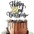 thumbnail image 1 of Cake topper Leetaivie para 22.º cumpleaños en negro y dorado con brillo, 1 of 6