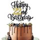thumbnail image 1 of Cake topper Leetaivie para 22.º cumpleaños en negro y dorado con brillo, 1 of 6