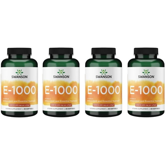 Swanson Vitamin E 1000 Iu 1000 Iu (450 Milligrams) 60 Sgels (4 Pack)