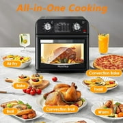Plum Chef 13-Quart Compact Air Fryer Toaster Oven, 2-Layer Efficient Cooking, Space-Saving Countertop Oven for Dorms, Apartments & Small Families, 1400W, Black