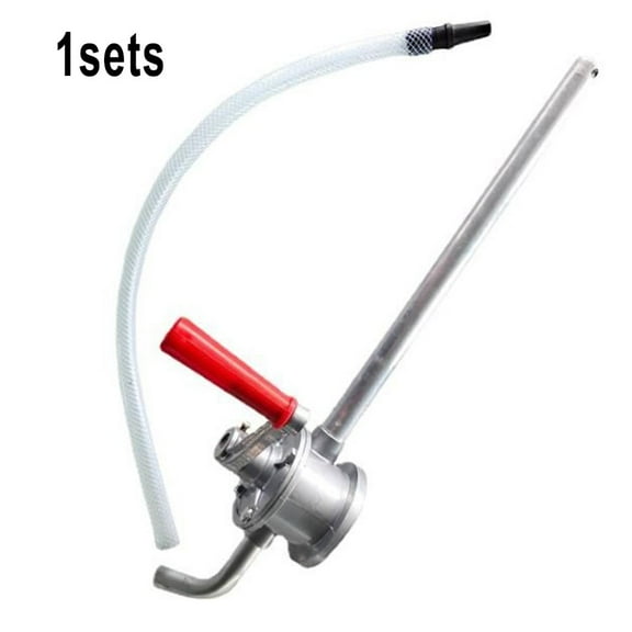 Hand Pump Tool Drum Fuel Oil Gas Barrel Manual Self-Priming Silver Red