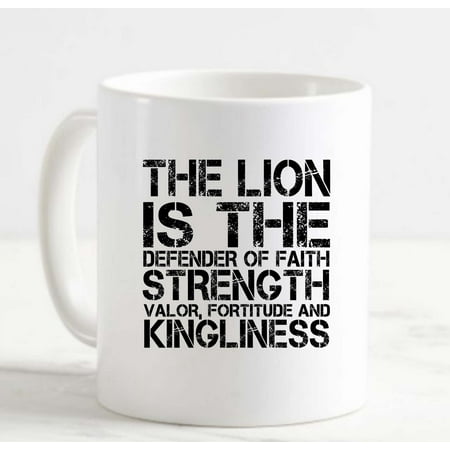 

Large Coffee Mug The Lion the defender of Faith Strength Kingless Ceramic Coffee Mug 15 oz Funny Gifts for women or men