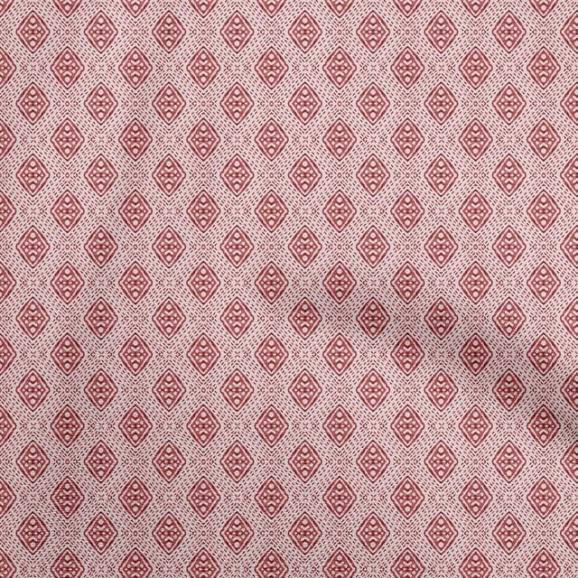 oneOone Cotton Poplin Pink Salmon Fabric Running Stitch Craft Projects Decor Fabric Printed By The Yard 56 Inch Wide