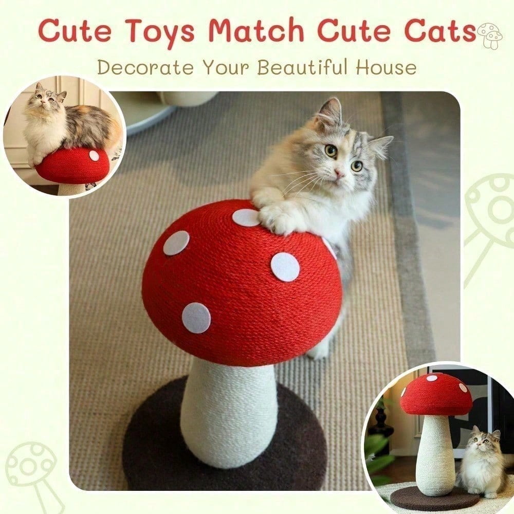 Mushroom Cat Scratching Post - Unique Design, Sisal-Wrapped, Ideal For Medium And Small Cats, No Assembly Required Cat Stuff  Cat Tree Tower Cat Toys