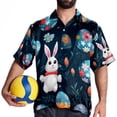 thumbnail image 4 of Easter Men's Short Sleeve Hawaiian Poplin Shirt - Casual Printed Button Down Summer Beach Shirt for Men, 4 of 6