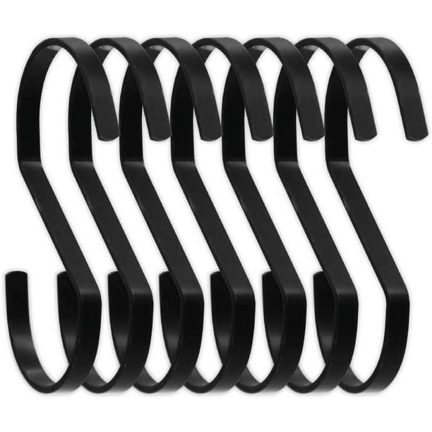 10 ganchos para colgar resistentes en forma de S, acabado cromado, para bufanda, ropa, utensilios de cocina, utensilios, plantas, toallas, herramientas de jardinería, ropa (negro)