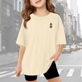thumbnail image 4 of Lai Cai Letter Graphic Short Sleeve T Shirts for Children Girls Kids Summer Loose Fit Tops Casual Crewneck Tees 3-14 Years, 4 of 8