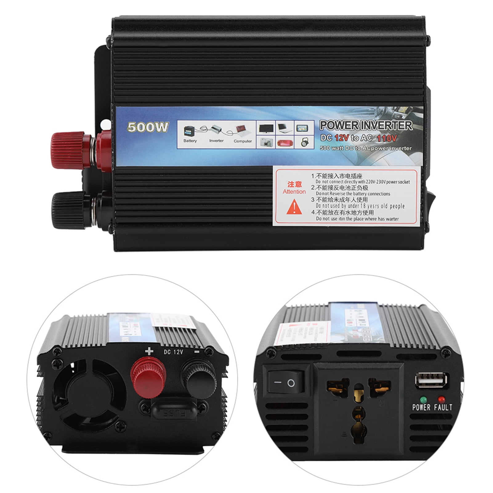 Inverter 12 V Converter 110V 500W Power Inverter with Solar Panel for Household