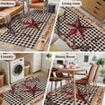 thumbnail image 6 of Country Stars Area Rugs 4x6 ft Vintage Dark Red Star Black Plaid Brown Wood Grain Washable Rug Non Slip Indoor Carpet Absorbent Floor Mat for Living Room Bedroom Dining Room, 6 of 9