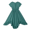 thumbnail image 4 of RMGVDSD Girls Summer Dresses Short Sleeve Sundress High Low Boho Party Dress Loose Fit Flowy Dresses Solid Color Soft Casual Midi Dress 5-6 Years, 4 of 4