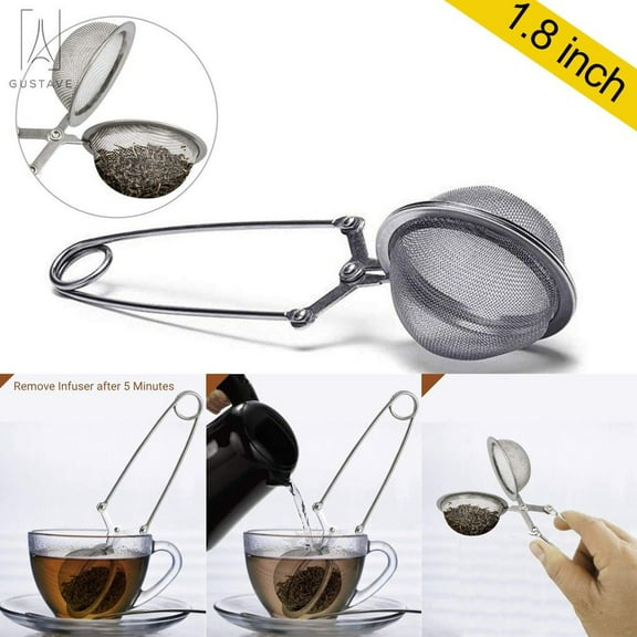 Gustave 1.8 inches Stainless Steel tea strainer spoon with Handle, Mesh Ball Infuser Filter Squeeze Strainer, for Loose Leaf Tea and Mulling Spices
