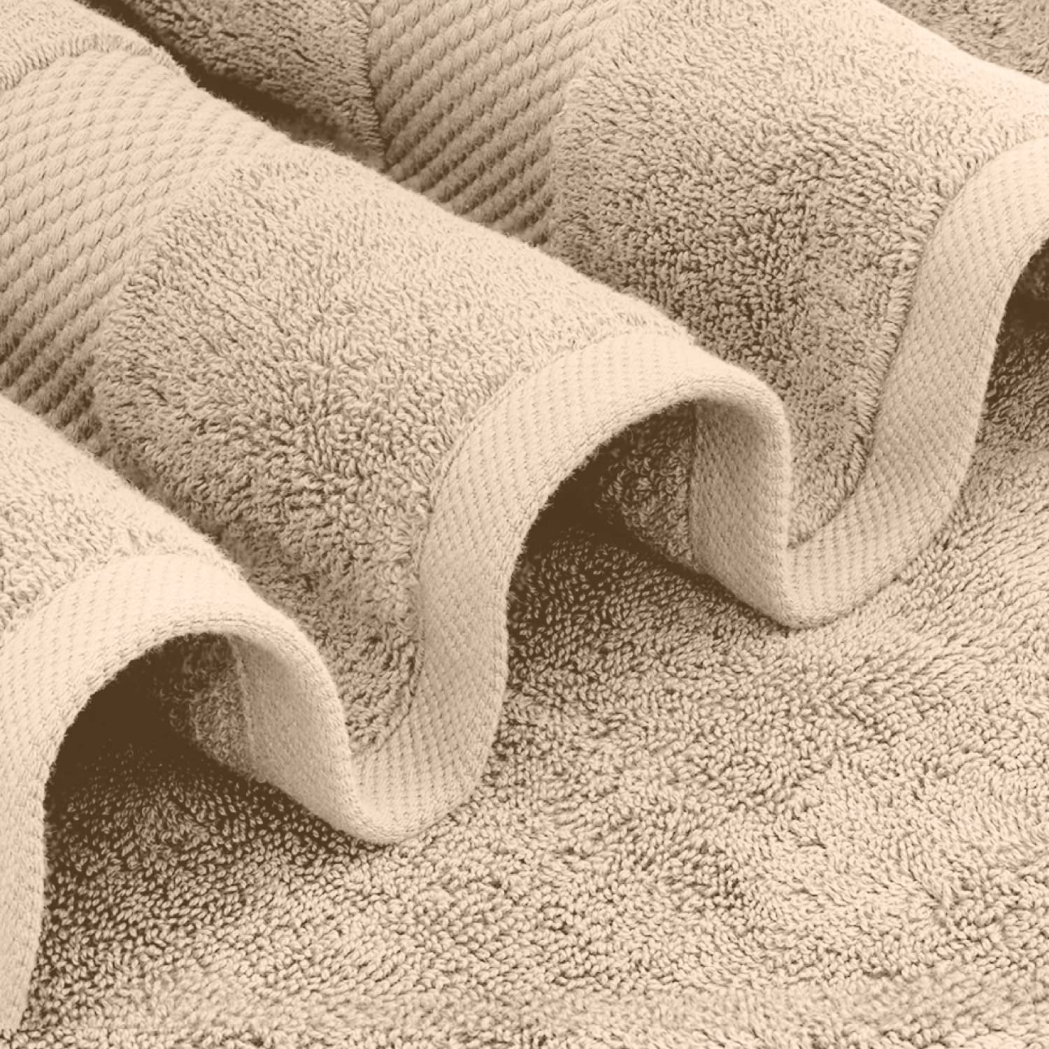 White Classic Hotel Collection Luxury 8-Piece 100% Turkish Cotton Towel Set, Taupe