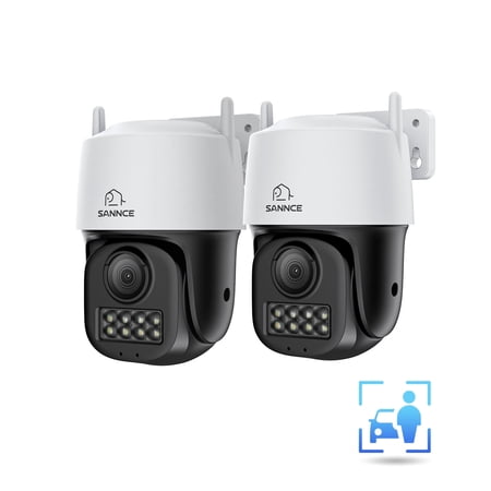 SANNCE 5MP 2PCS POE IP Security Camera Outdoor Pan Tilt Camera with Human Vehicle Detection Auto Tracking Color Night Vision Two Way Audio IP66 Waterproof for Home Business Surveillance