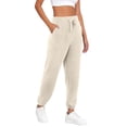 thumbnail image 1 of Gibobby Pantalones deportivos para mujer Pantalones de chándal de lana para mujer, pantalones de algodón exteriores gruesos de otoño e invierno, mallas de lana Polar(Beige,M), 1 of 5