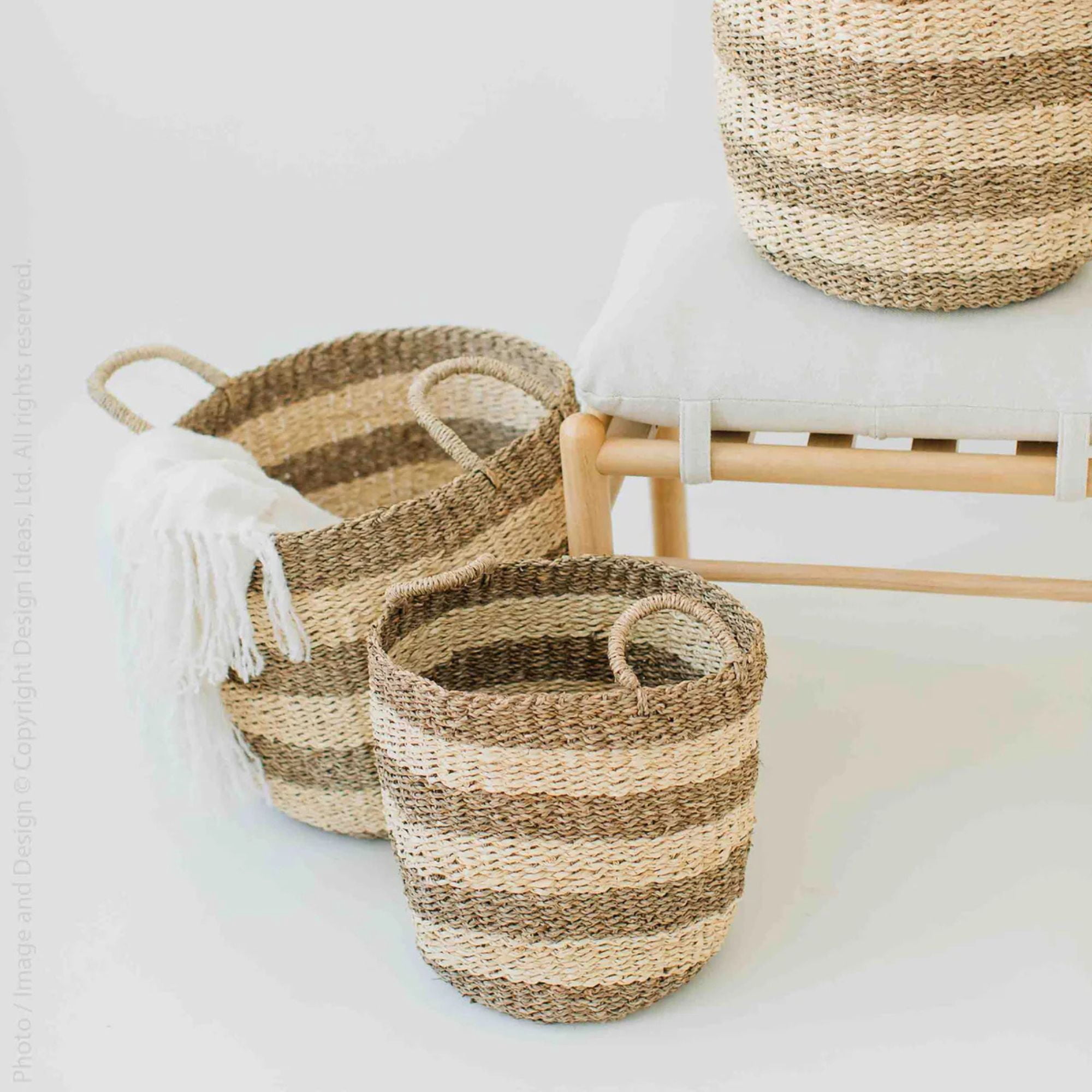 texxture Set of 3 Camden Woven Baskets, Nesting Organizer Bins, Natural