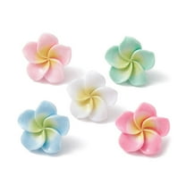 50pcs Plumeria Resin Cabochon Map Pins Iron Drawing Push Pins for Photos Wall Maps Bulletin Board Mixed color 20x6mm