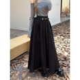 thumbnail image 2 of Falda de trabajo Maillard de cintura alta para mujer, vestido largo de corte A para otoño, falda plisada de alta gama para mujeres altas, 2 of 4