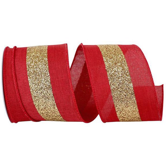 Reliant Ribbon - 93729W-994-40F, Ribbon, Red/gold, 2-1/2 Inch, 10 Yards