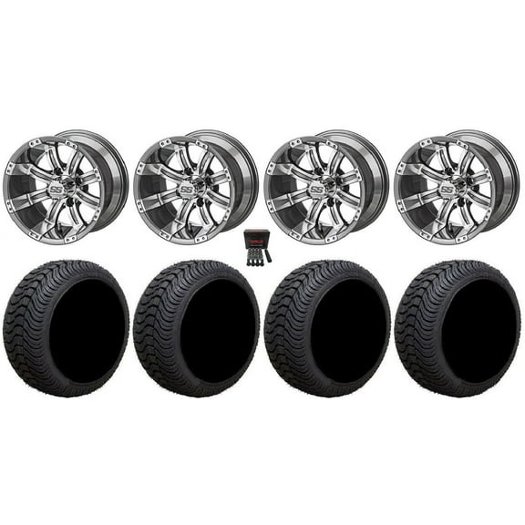 LSI Casino 12" Gunmetal Golf Wheels 205x30-12 Cruze Tires E-Z-GO & Club Car