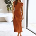 thumbnail image 4 of Vestido Largo De Mujer Vestido largo sexy Nudo retorcido en la espalda Vestido túnica de verano Traje diario (Marrón claro M) Cgtredaw para Mujer Marrón claro T XL, 4 of 7