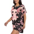 thumbnail image 2 of Lsque Cute Axolotl Sakura Blossoms B Women's Short-Sleeved Pajama Set - 2 Piece Soft and Lightweight Sleepwear Set-Small, 2 of 9