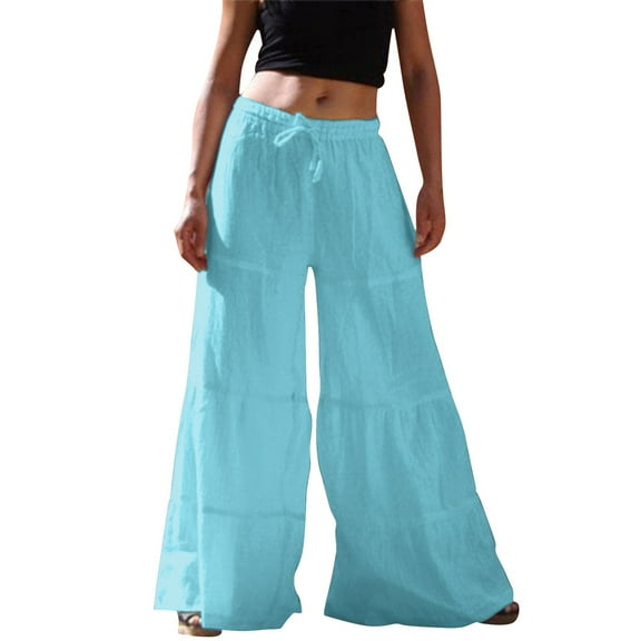 Durtebeua Casual Comfy High Waist Pants Palazzo Pants For Women Pink