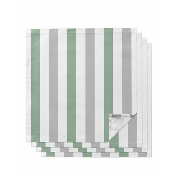 nqOlkjepod Geometric Grey Striped Cloth Napkins Set of 4 Reusable Dinner Napkins, Fruit Green Simple Vintage Cocktail Napkin Washable Table Napkins for Wedding/Holiday Party/Baby Shower 20"x20"