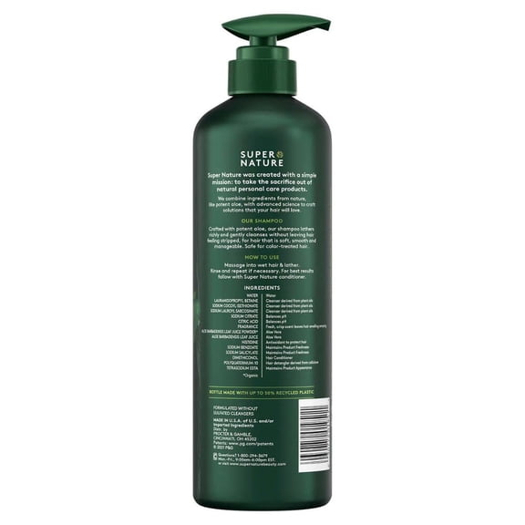 Super Nature Potent Aloe Gentle Moisture Shampoo Sulfates Dye Paraben , 30 Fl Oz